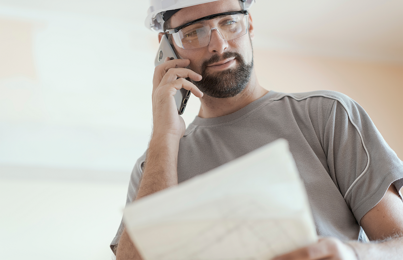 Builder on the phone