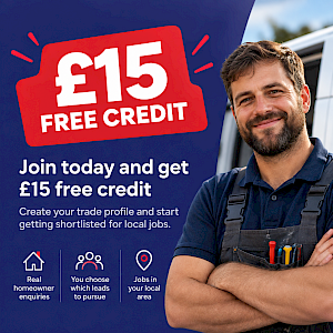 £15 free credit. Get your first trade job lead free - raq_15_image